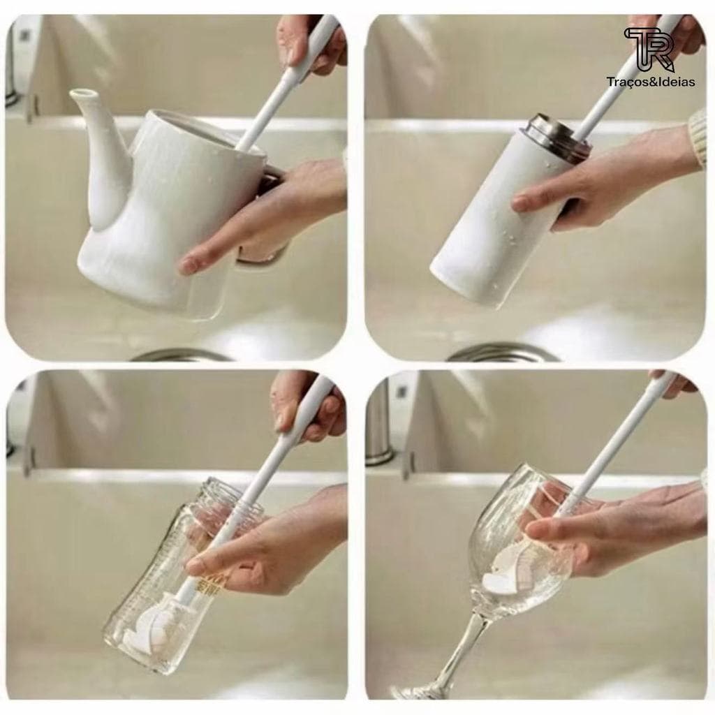 Escovas de Silicone Longa de Limpeza para Copos Taças Jarras Mamadeiras Multiuso WJ