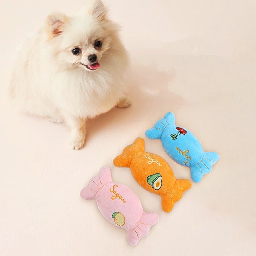 Brinquedo Mordedor de Pelúcia Balinha Com Apito Para Pets