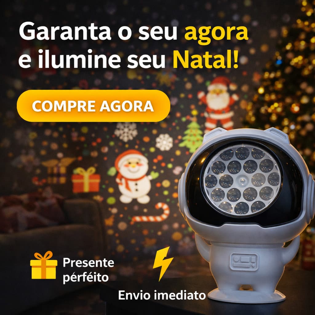 Projetor Natal LED Astronauta Luz Decorativa com Efeitos Rotativos Decoração Natalina Bivolt