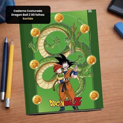 Caderno Costurado Dragon Ball Z Tematico 80 Folhas Papel Branco Escola Presente Personagem Achadinhos