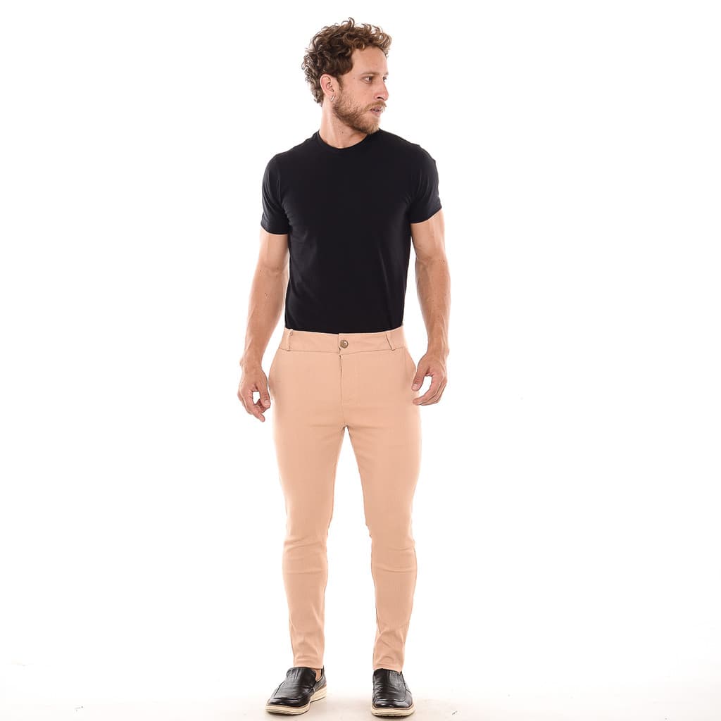 Calça Masculia Canelado Bengaline Calça Super Skinny Alfaiataria