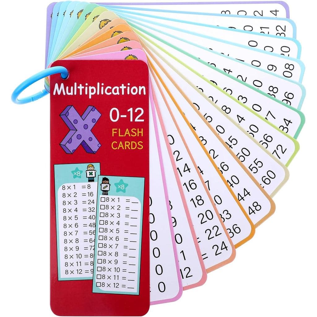 14 Cartões de Multiplicação para Aprender a Tabuada de 0 a 12, Cartões de Matemática para 1º a 3º Anos, Jogo de Multipli