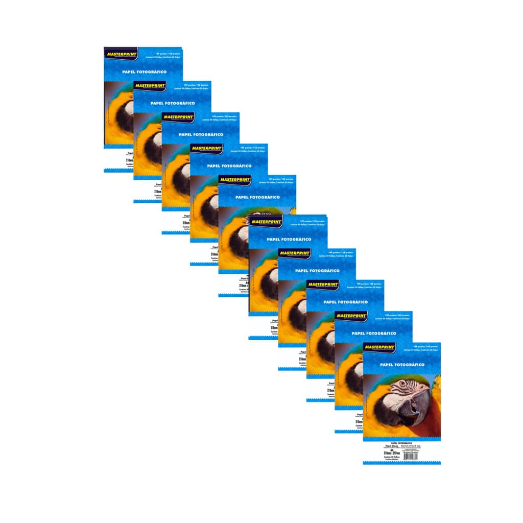 Papel Fotográfico 180g Glossy (Brilhante) A4 - S/ Adesivo MASTERPRINT Kit:Com 500