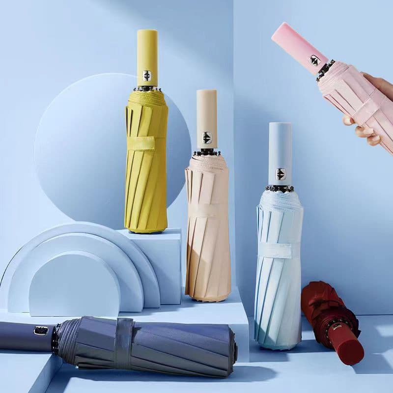12 Hastes Guarda Chuva Automático Sombrinha Grande Proteção Solar UV Reforçado Dobrável Envio Imediato colorido