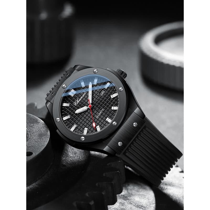 Relógio de marca na moda relógio masculino calendário à prova dwaterproof água rebite fita Silicone quartzo simples estu