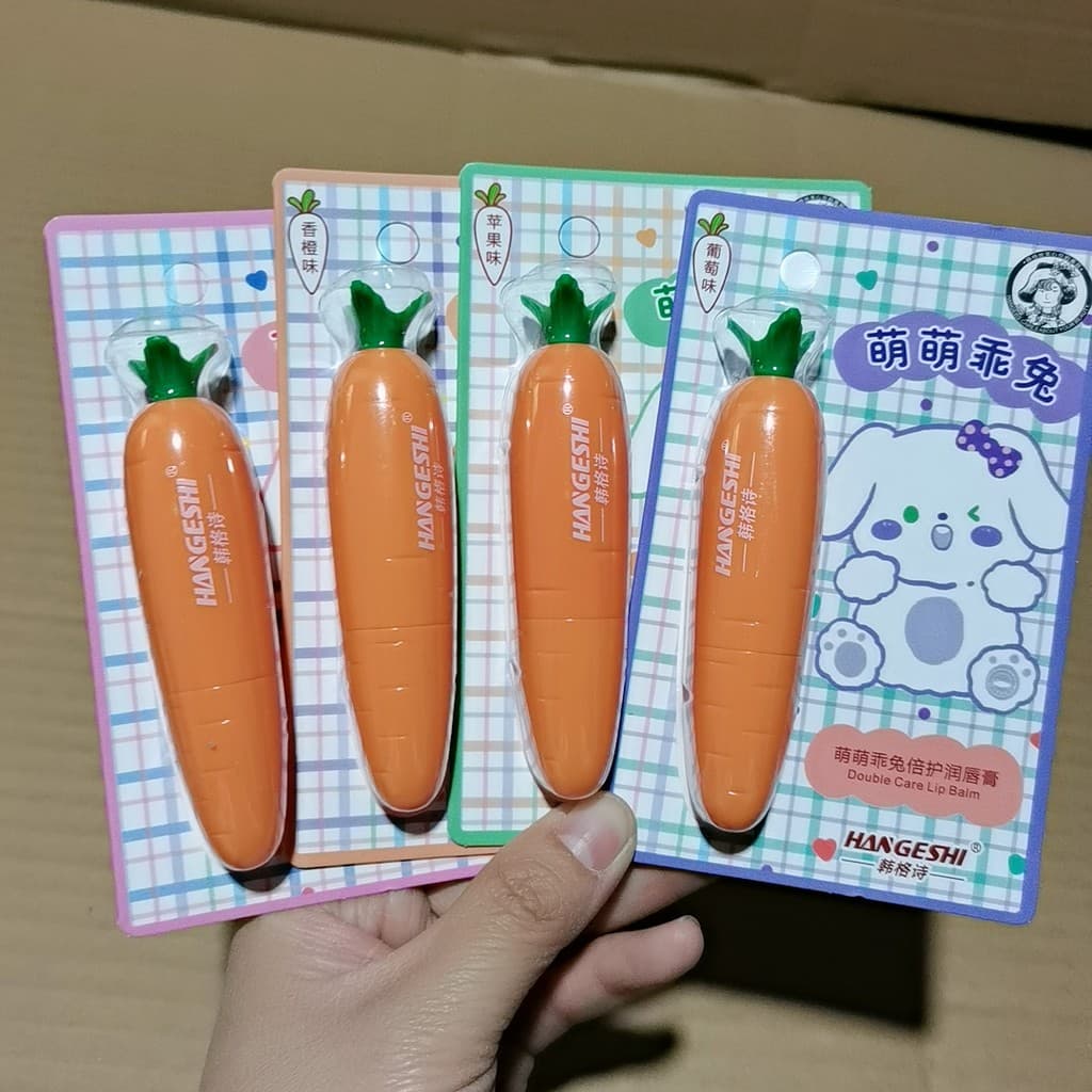 ((12 peças) Atacado S121 Hangeshi Lip Balm Cenoura Lip Balm Cartoon Lip Balm Senhoras Bebê Lip Balm
