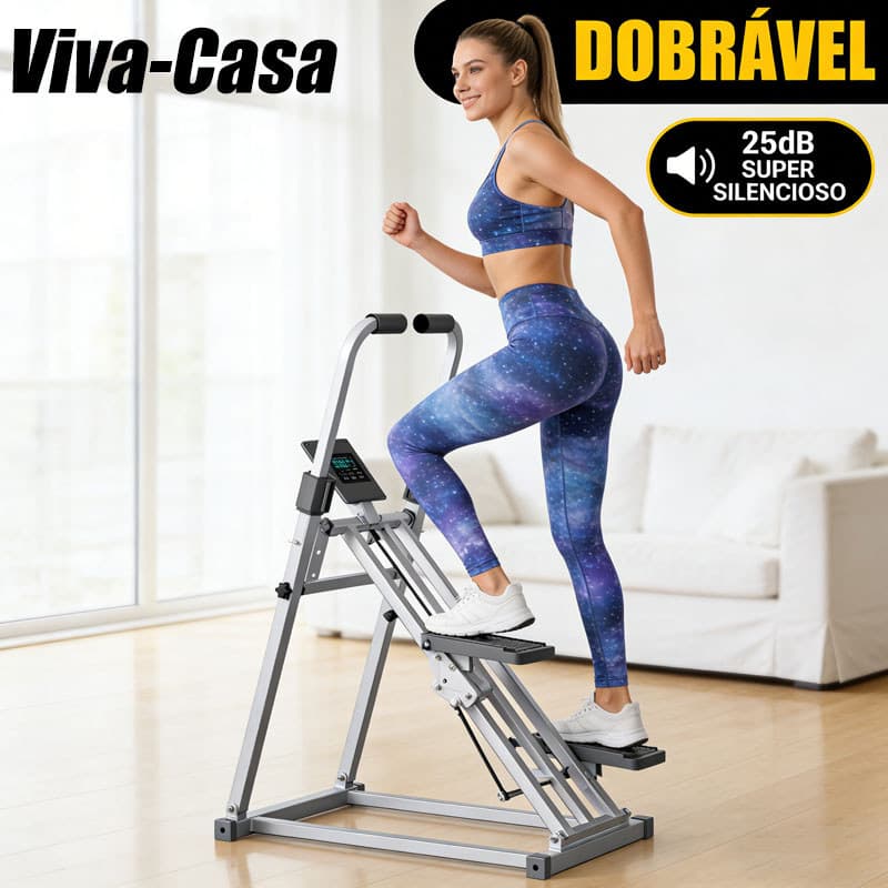 Simulador de Escada e Caminhada Dobrável 150kg - Aparelho Escalada Vertical Fitness Treino Completo em Casa