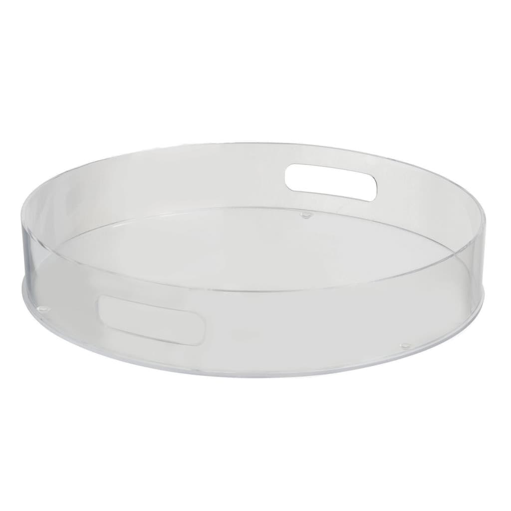 Bandeja Redonda Acrílico Cristal Enfeite Grande Aça 30 x 30cm Organizadora Decoração