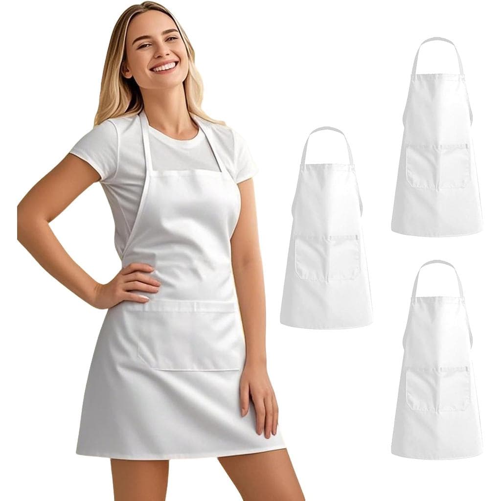 Conjunto de 3 Aventais de Cozinha com 2 Bolsos, Aventais para Mulheres/Homens/Chefs com Bolsos, Aventais de Qualidade pa