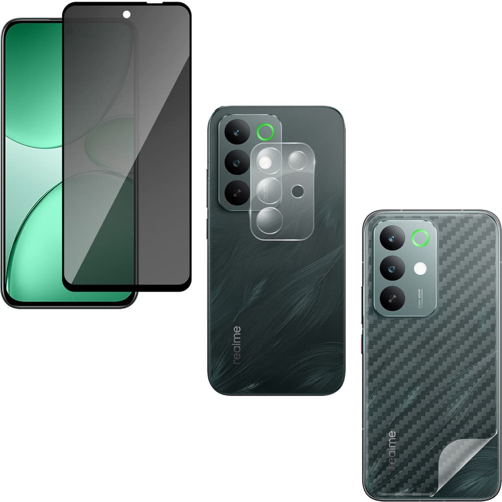 Película Vidro Privacidade + Película Câmera Vidro + Traseira Para Realme C85