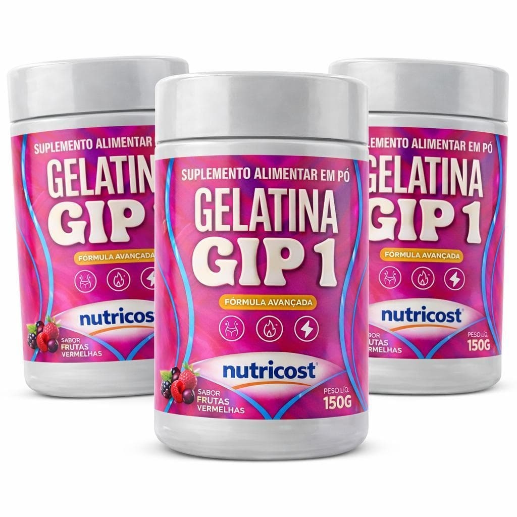 Combo 3x Gelatina Em Pó G-I-P 1 Sabor Frutas Vermelhas 150g - Estoque Inteligente