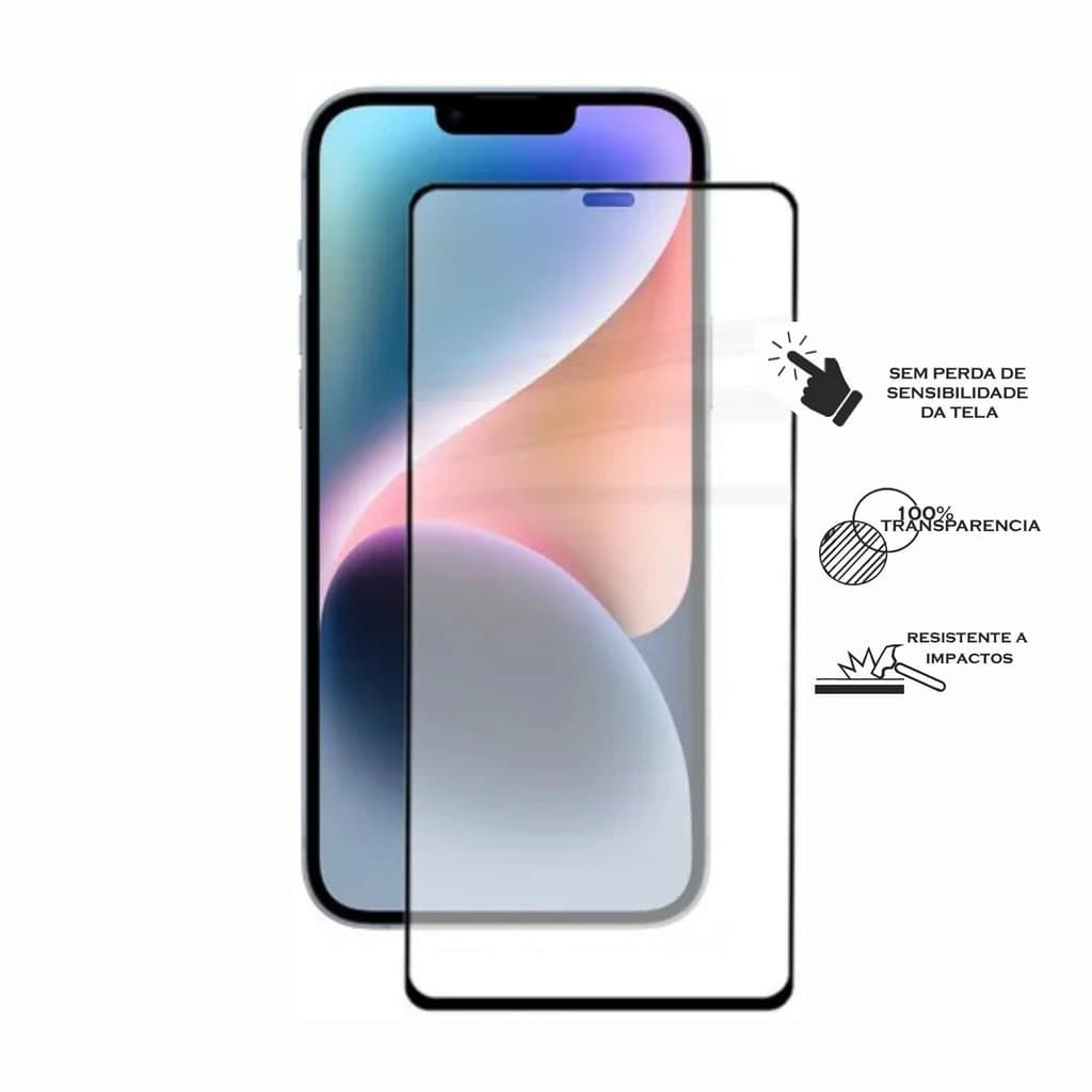 Película Vidro Temperado 3D iPhone X XS 11 12 13 14 15 16 Pro Max - Linha Premium _AllMix