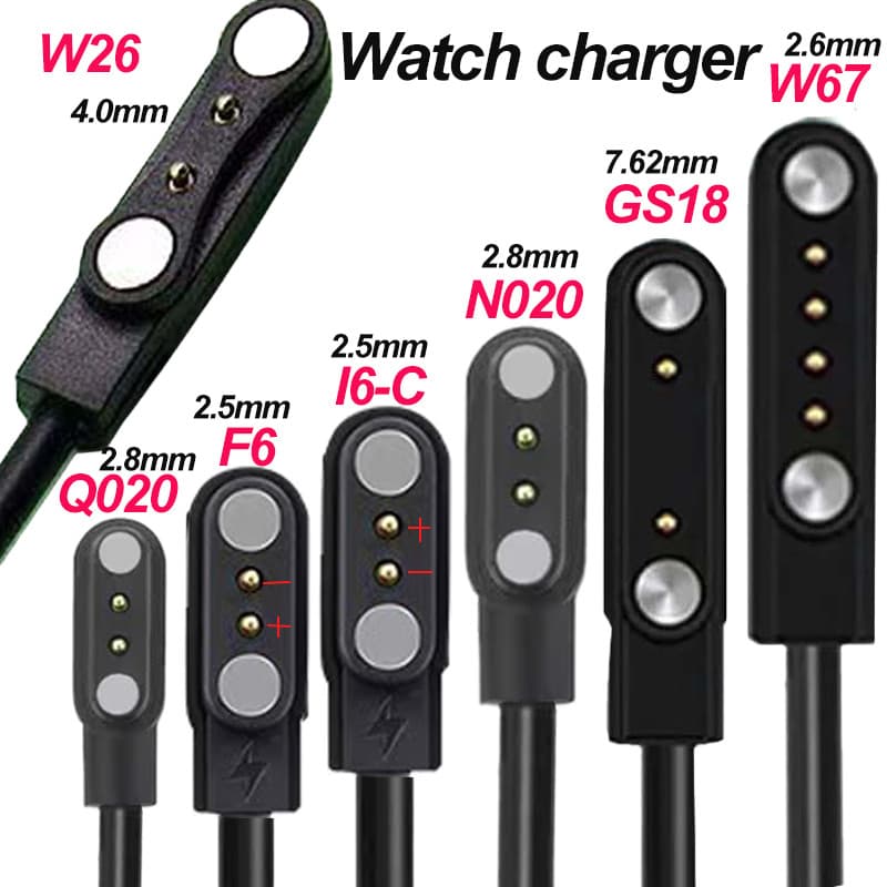 Cabo Carregador Magnético USB Universal Para Relógio Inteligente 2 Pinos 4 W67 N020 W26 Q020 F