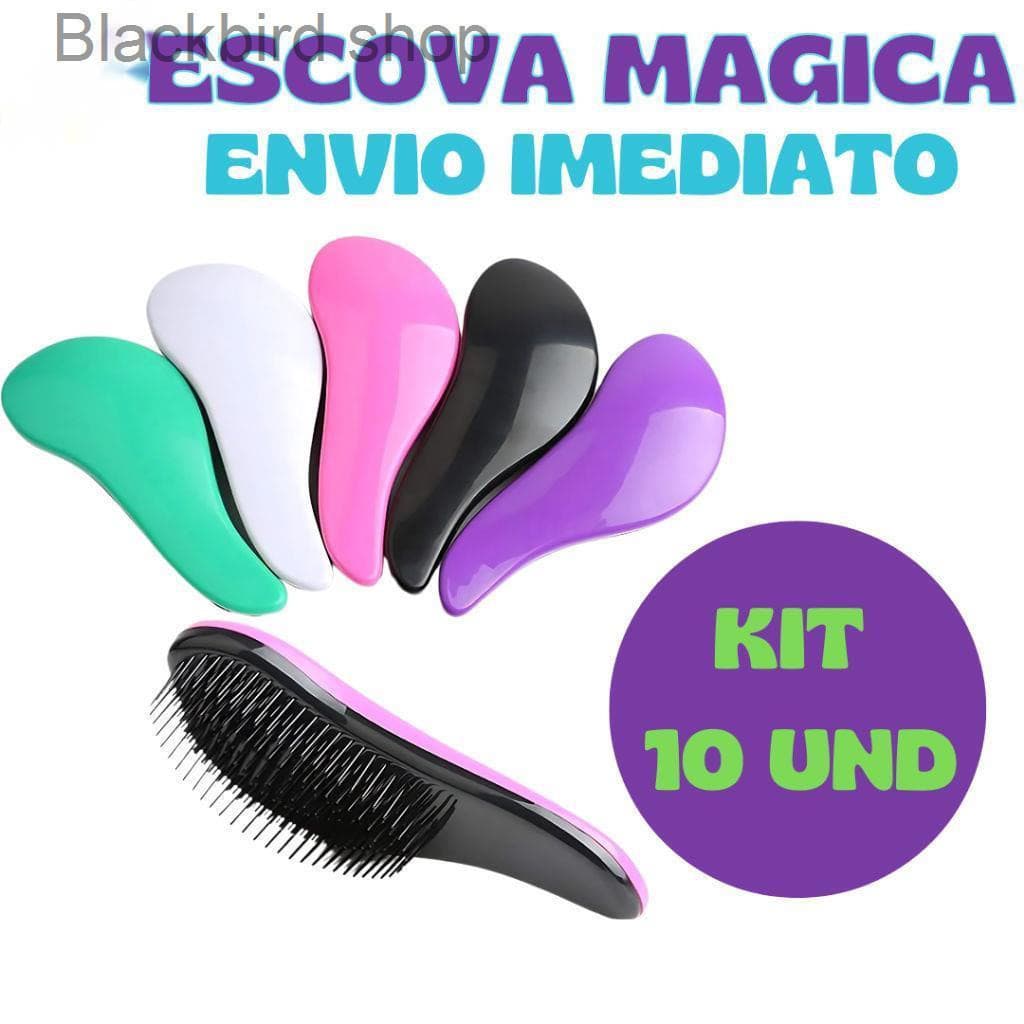 Kit 10 - Escovas Mágicas pra cabelo - Anti Frizz - De Desembaraçar Cabelo cores sortidasIQ56