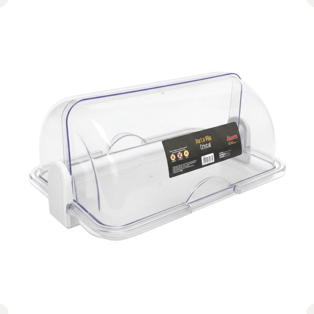 Porta Pão Acrílico Cristal Com Tampa Basculante Organização Cozinha Armazenamento Pães E Bolos