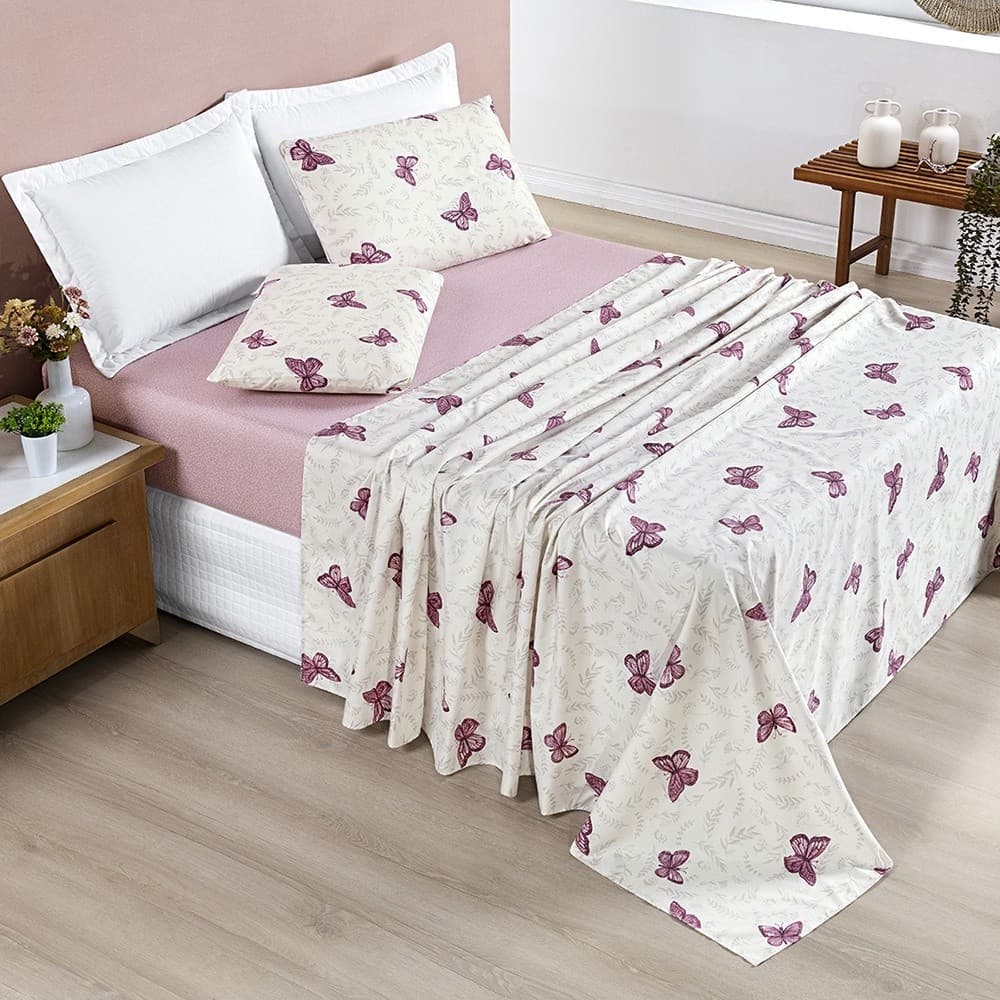 Jogo de cama KING 3 e 4 peças estampado 200 fios