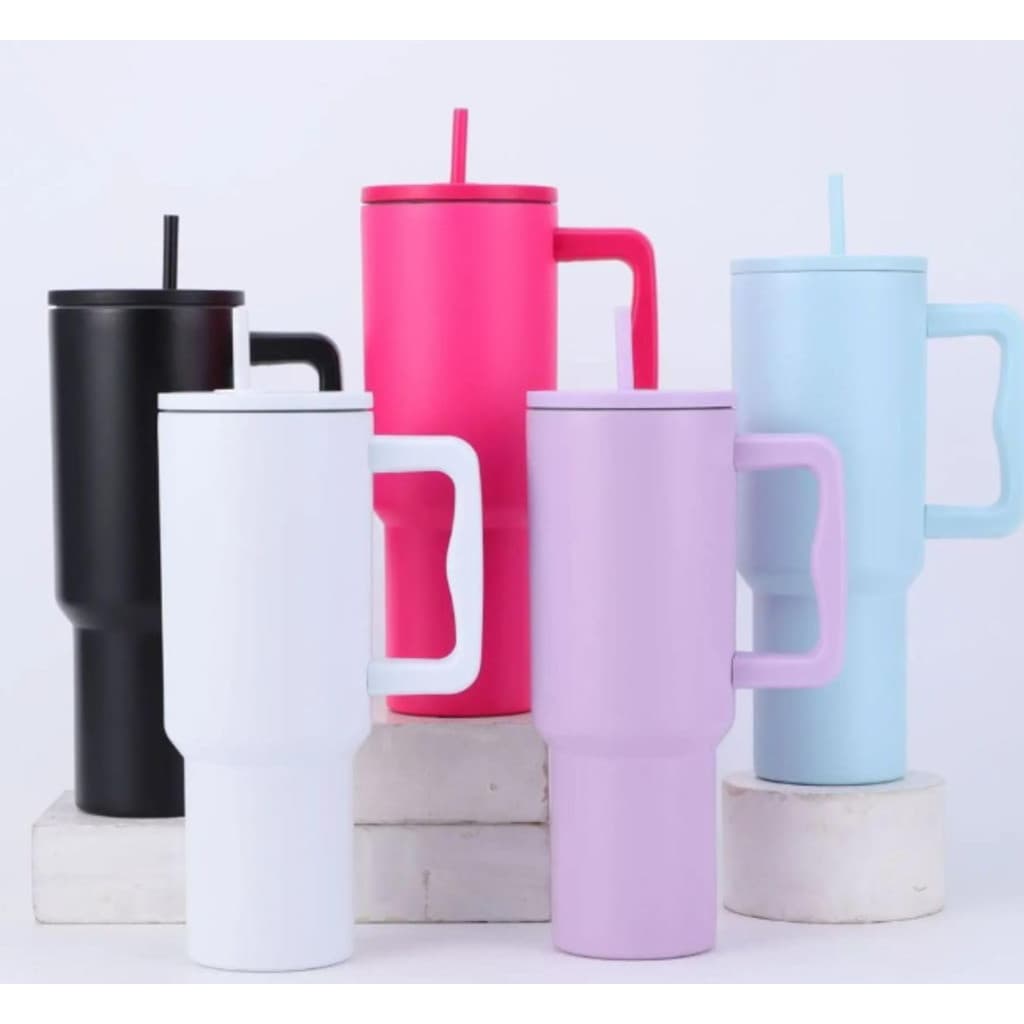 Copo Térmico Inox Com Tampa Rosca Canudo Transparente 1,2 Litros - 1UN Cores Sortida