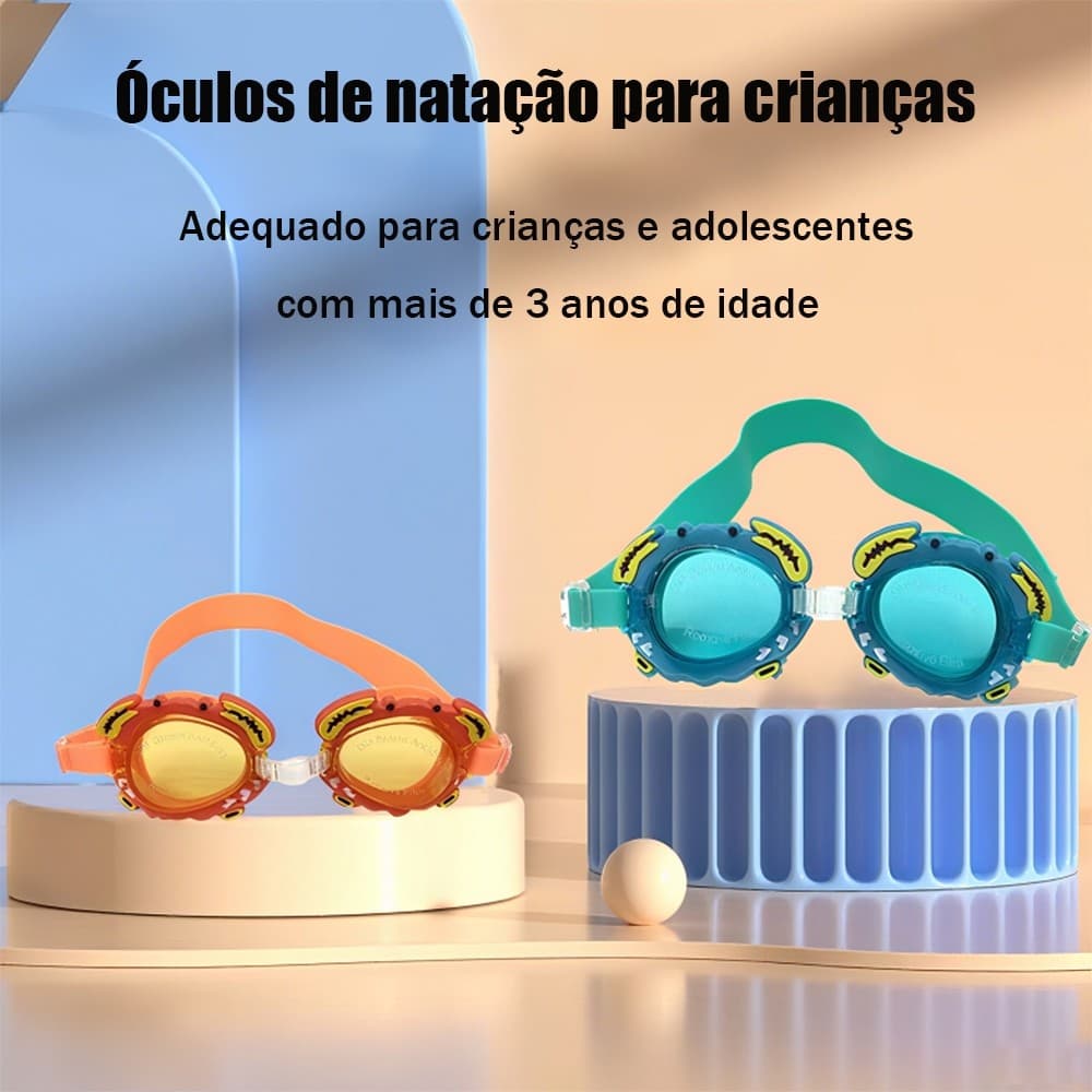 Óculos de Natação Infantil Personalizado Piscina e Praia Infantil Óculos de mergulho Ajustável Bichinhos Mergulho