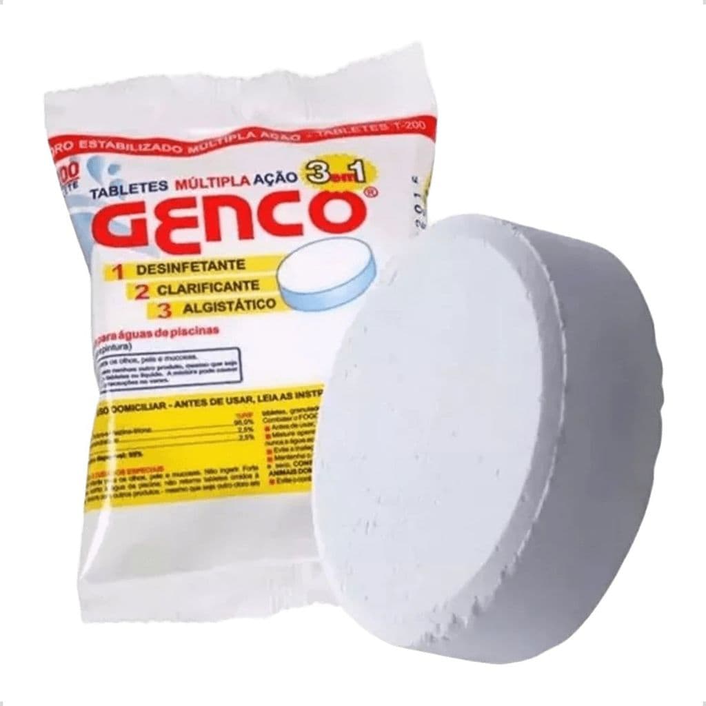Cloro Genco 3 Em 1 Tablete 200g Pastilha Para Piscina Múltipla Ação Original
