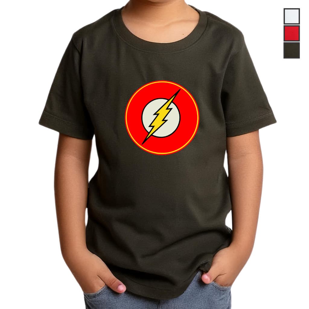 Camiseta Infantil Flash Estampa Herói Divertida Camisa Criança Verão Volta as Aulas