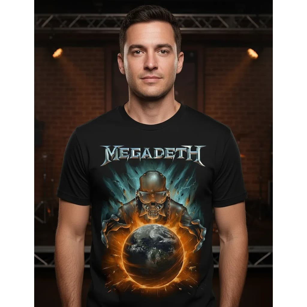 Camiseta Masculina Banda Megadeth Planeta Camiseta 100% Algodão Camisa Oversized Plus Size-Mikko