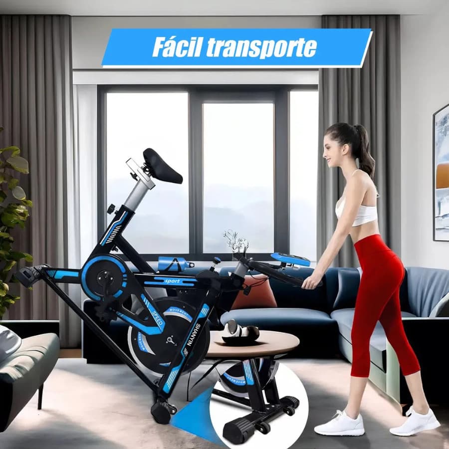 Bicicleta Spinning Ergométrica Roda Inércia 13kgs Capacidade De Carga 150kg Azul60v Bicicleta Spinning