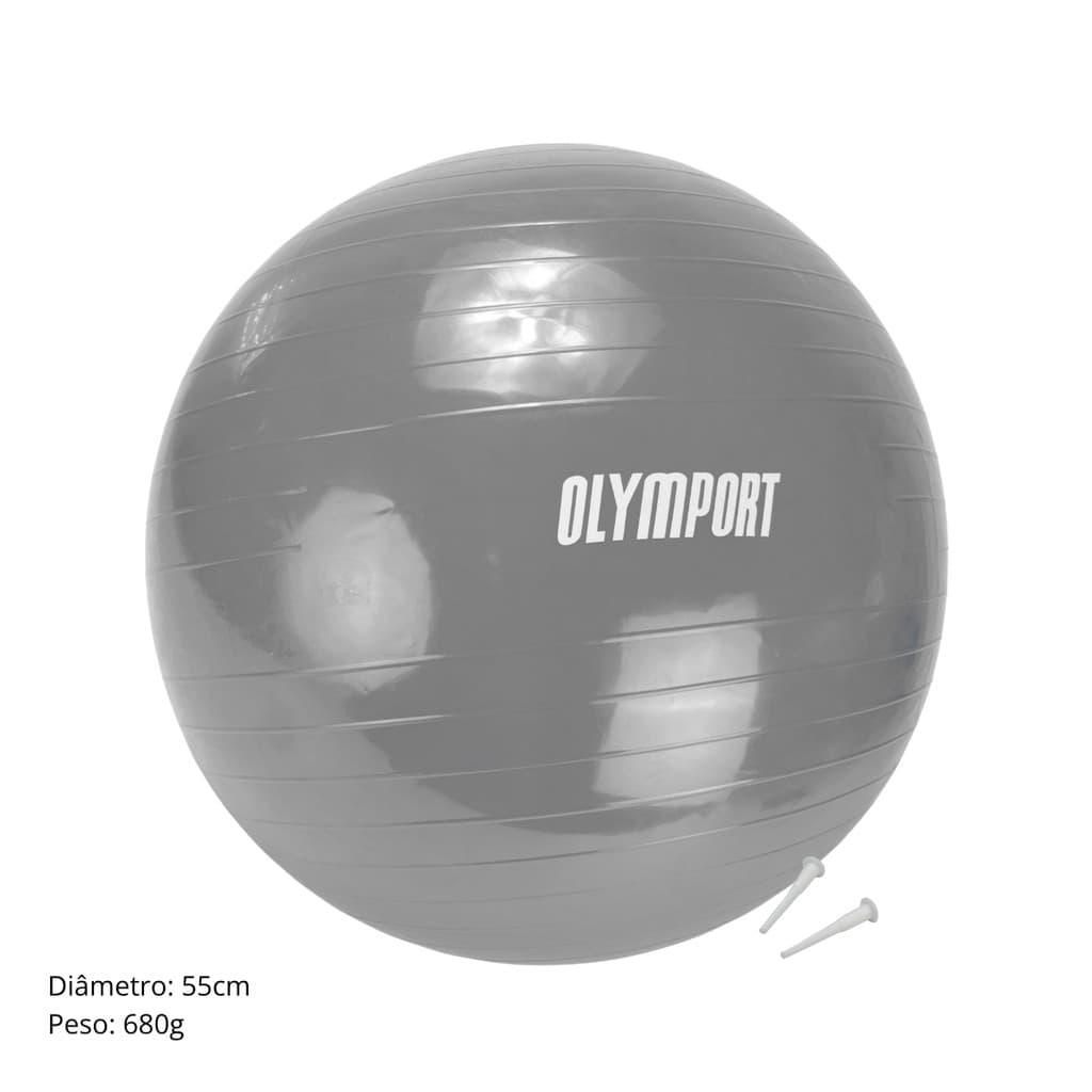 Bola Pilates Yoga 55cm Reforçada Anti-Estouro + Bomba - Ideal Altura até 1.63m