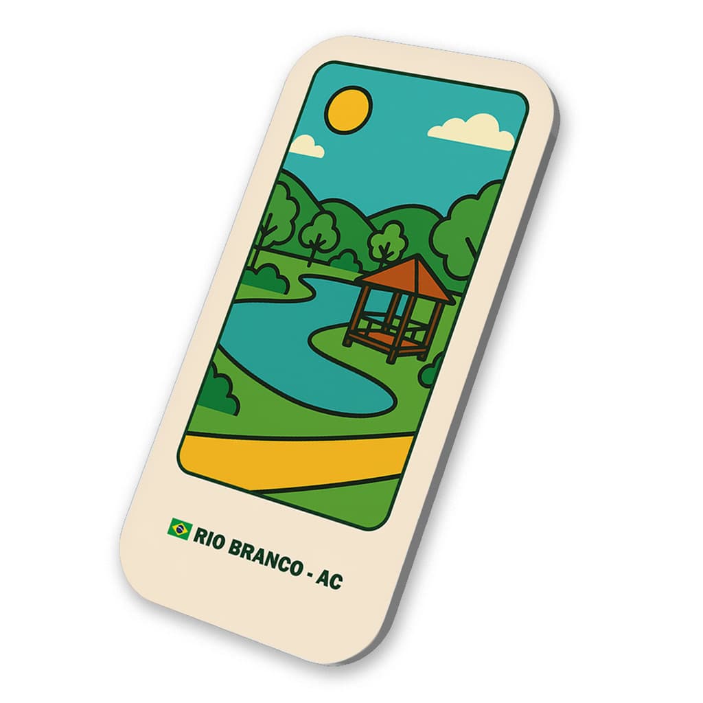 Imã Geladeira Turística Rio Branco - Acre Brasil Coleção Pontos Turísticos do Brasil em Metal 3x6cm