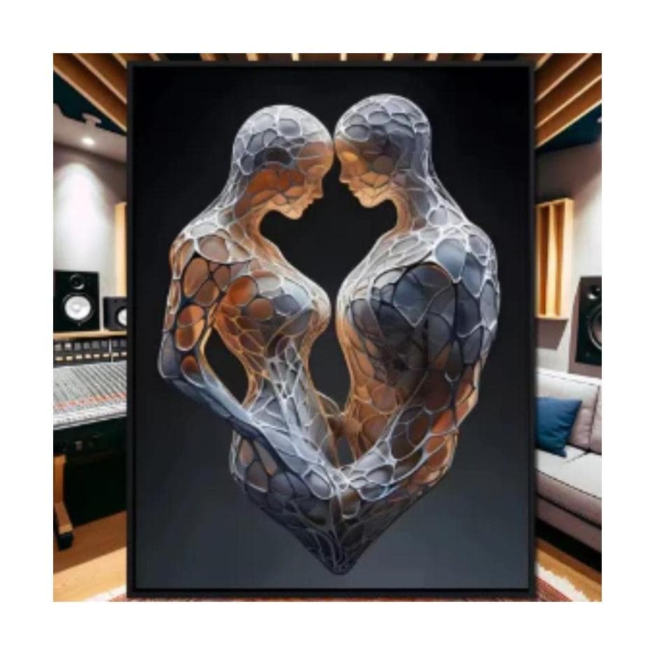 Quadro Decorativo Casal Metal Estátua Pintura Para Sala de Estar Quarto Decoração Casa