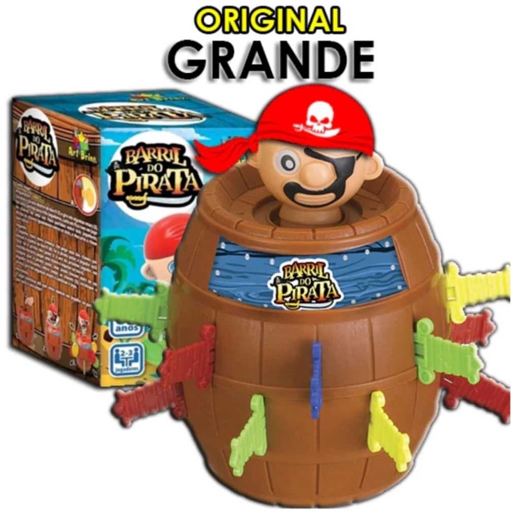 BRINQUEDO INFANTIL BARRIL PIRATA ORIGINAL GRANDE JOGO INTERATIVO DE MESA TABULEIRO EDUCATIVO KIT PARA CRIANÇA PULA