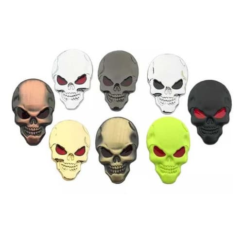 2 Adesivo 3m Carro Caveira Olho Red 3d Emblema Metalico Moto