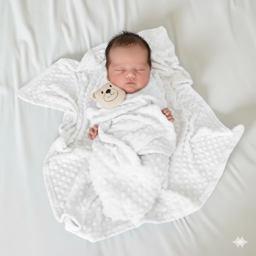 Manta Cobertor de Bebê c/ Naninha Para Menina Menino Infantil Mantinha Premium 02 Peças