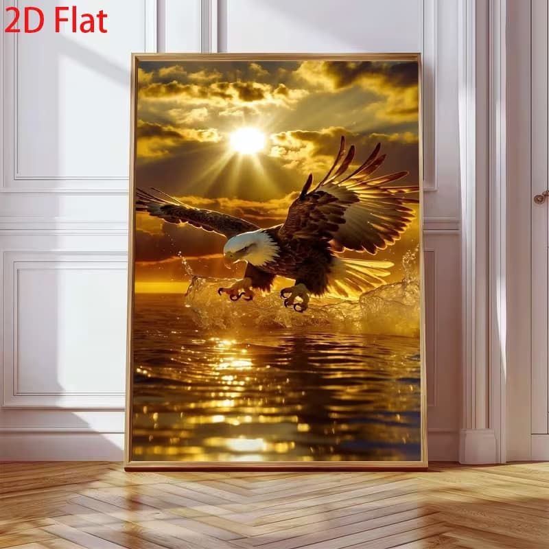 Quadro Decorativo Águia Imperial ao Pôr do Sol no Mar