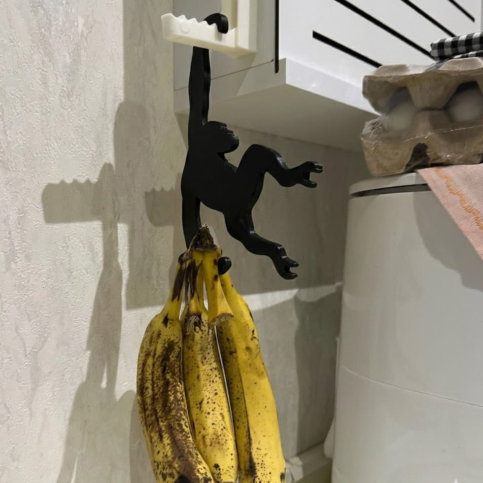 Fruteira Suspensa Macaco - Suporte para Banana e Enfeite de Cozinha Decorativo