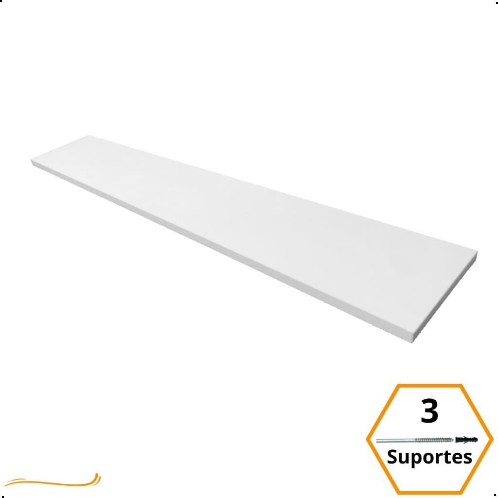 1 Prateleira Branca 90X15 Com Suporte Flutuante Mdf  Organizadora Decoração Cozinha Quarto Banheiro