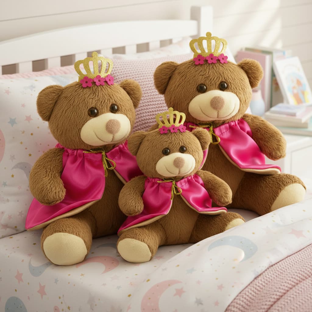 Trio De Ursinhas Realeza Para Nichos  20cm, 25cm E 30cm