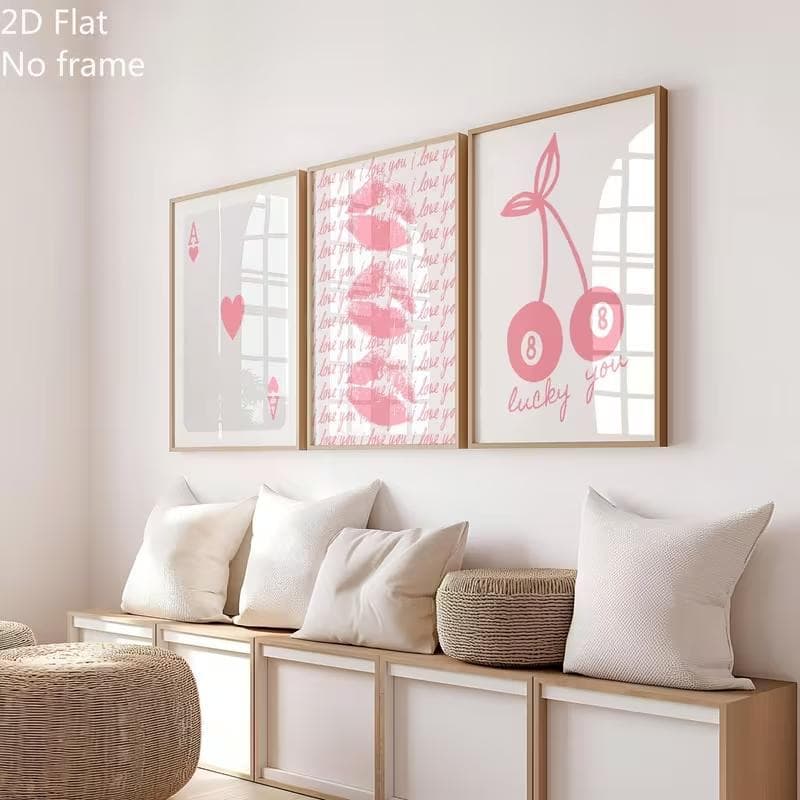 Quadro Decorativo Rosa Cereja Lucky - Sorte e Amor
