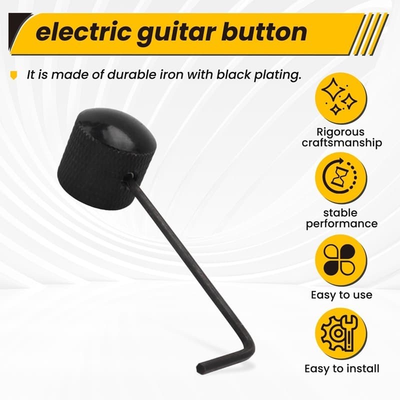 Botão De Controle De Tom De Volume De Guitarra Elétrica Preta