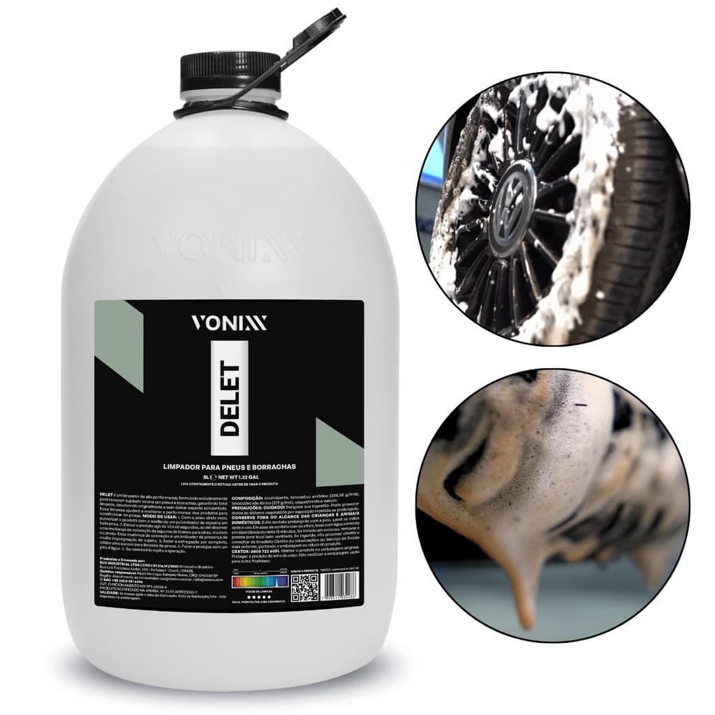 Limpador Pneu Borracha Automotivo Delet 5 Litros Vonixx