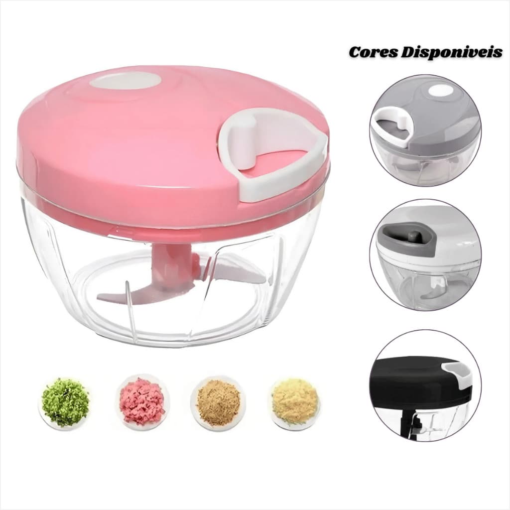 Mini Processador de alimentos Manual 3 Lâminas Aço Inox 500ml  Triturador legumes verduras