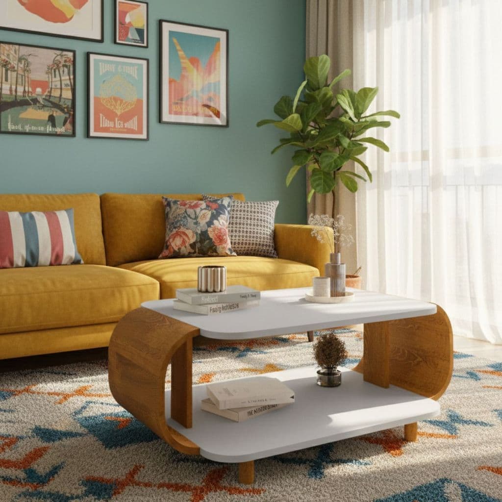 OFERTA Mesa Centro Oval Sala Pés Madeira Maciça Moderna Decorativa Luxo Compacta Ideal