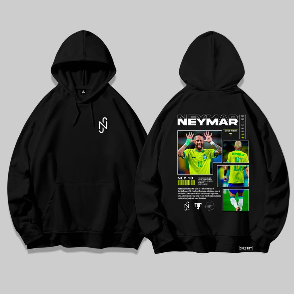 Moletom Canguru Unissex Com Bolso e Capuz Streetwear Neymar Jr Jogador Futebol Brasil Premium