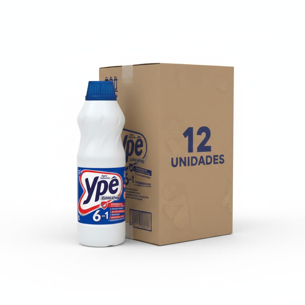 Kit 12 unidades Água Sanitária Ypê, Suprema Triex Verde 1L – Cloro Ativo para Limpeza e Desinfecção