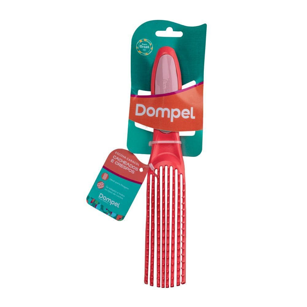 Escova de Cabelo para Cabelos Cacheados Desembaraçadora Caracol Cor Coral - Dompel