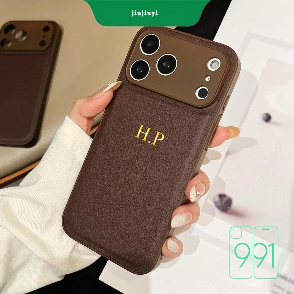 Clássico Luxo Personalizado Caso De Couro Sintético Para iPhone 17 16 15 14 13 12 11 Pro Max 15Plus Nome Do Ar De Initi
