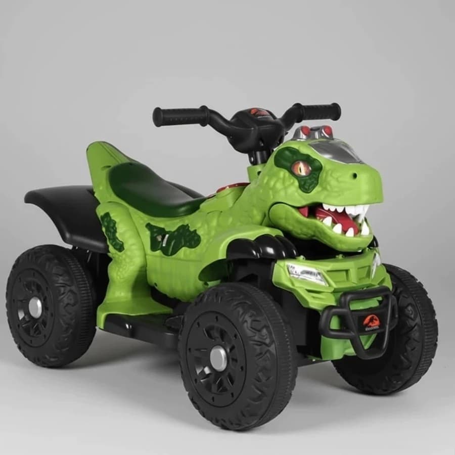 Quadriciclo Elétrico Infantil 6V Dinossauro T Rex Verde Bateria Recarregável Passeio