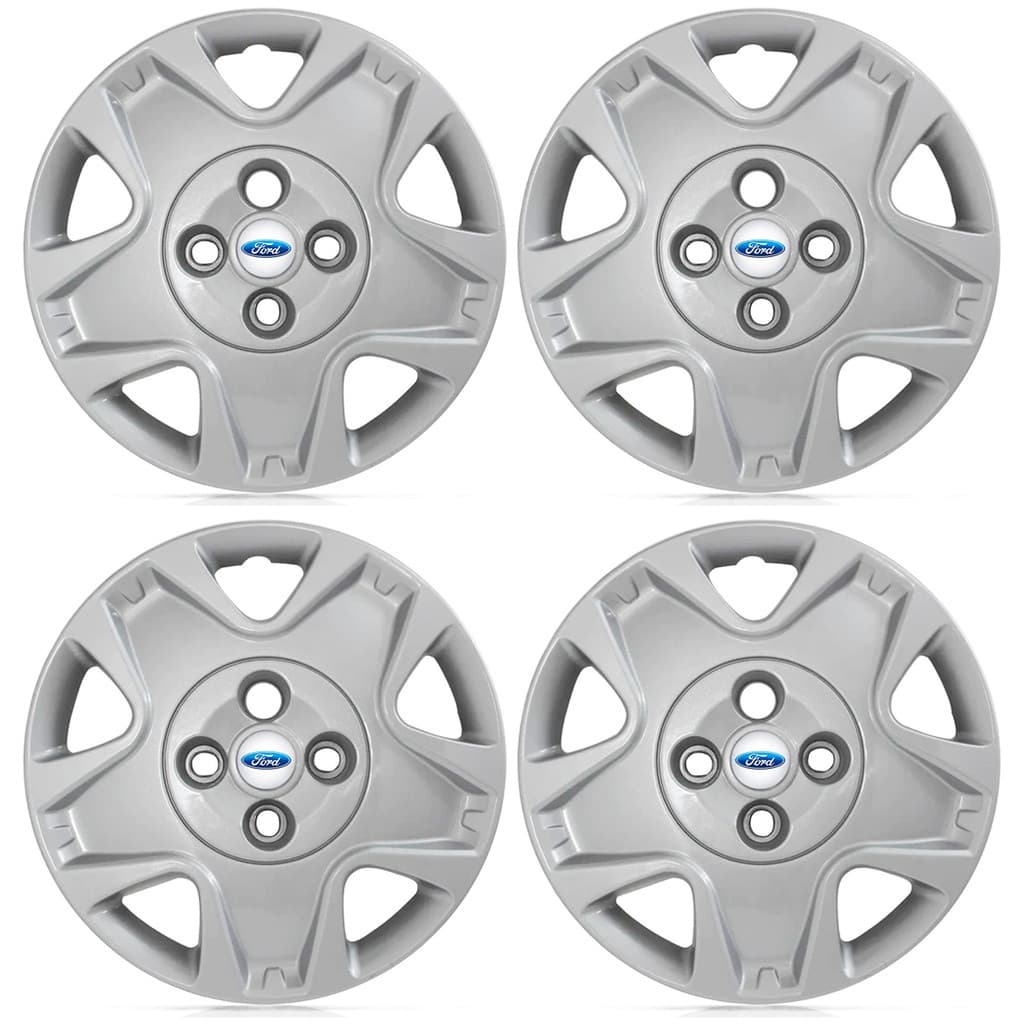 Jogo de Calota Aro 14 Ford Fiesta Hatch Sedan 2011 2012 C/ Emblema