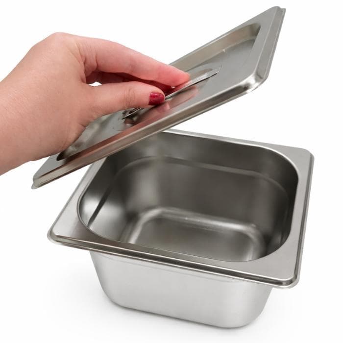 Cuba Gastronômica GN 1/6 Inox 100mm Sem Alça com Tampa Buffet Profissional