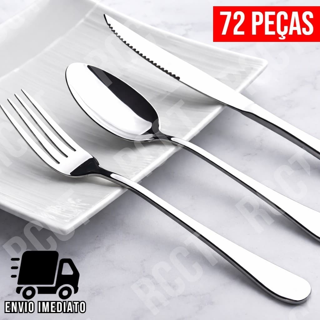 Jogo de Talheres Premium Aço Inoxidável Faca Ponta Garfo e Colher Mesa Posta Luxo