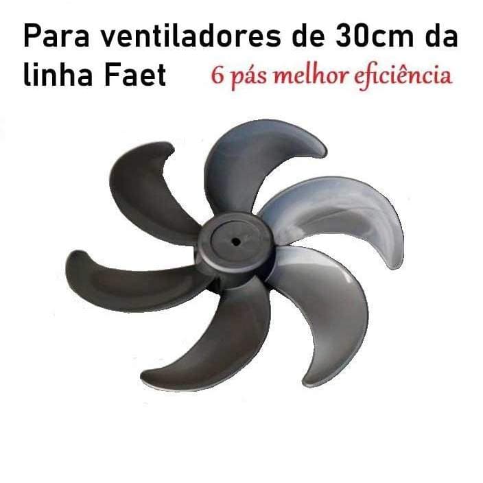 HÉLICE para o Ventilador FAET 30CM 6 PÁS - CINZA / PRATA